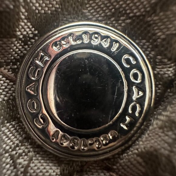 Coach Vintage Quilted Jacket Brown Monogram Logo Print Snap Front XS Womens - Picture 5 of 12